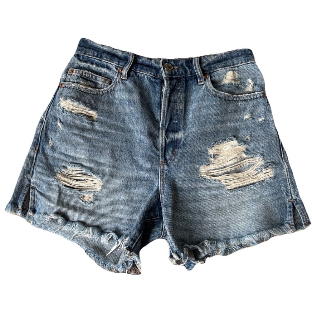 Garage Denim Vintage Cut-Off Shorts Women's Size 1 Blue Distressed Button Fly